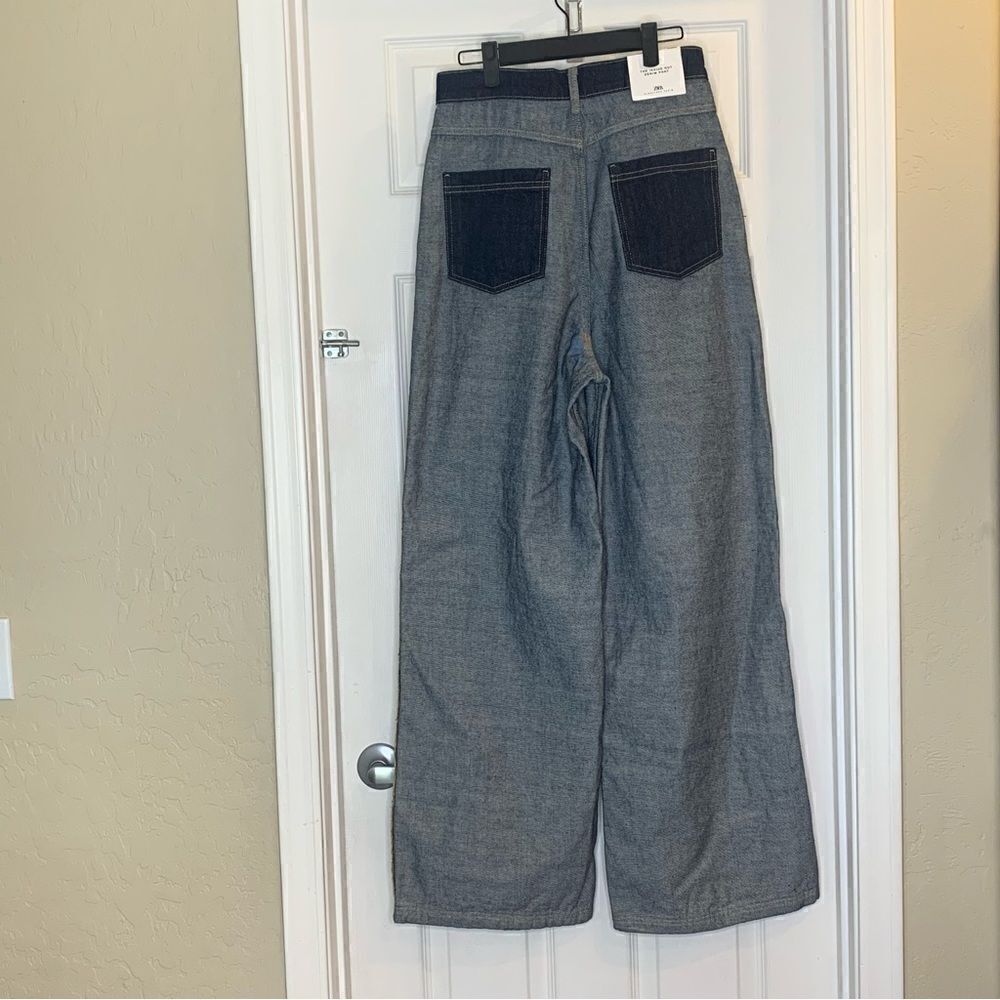 Zara The Inside Out Denim Pant Wide Leg High Rise Size 4 - Picture 16 of 16